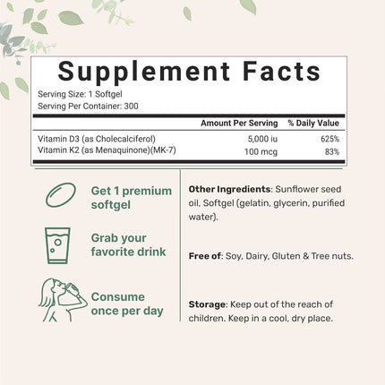 Vitamin D3 & K2 (180 Softgels)